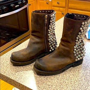 Leather studded boots
